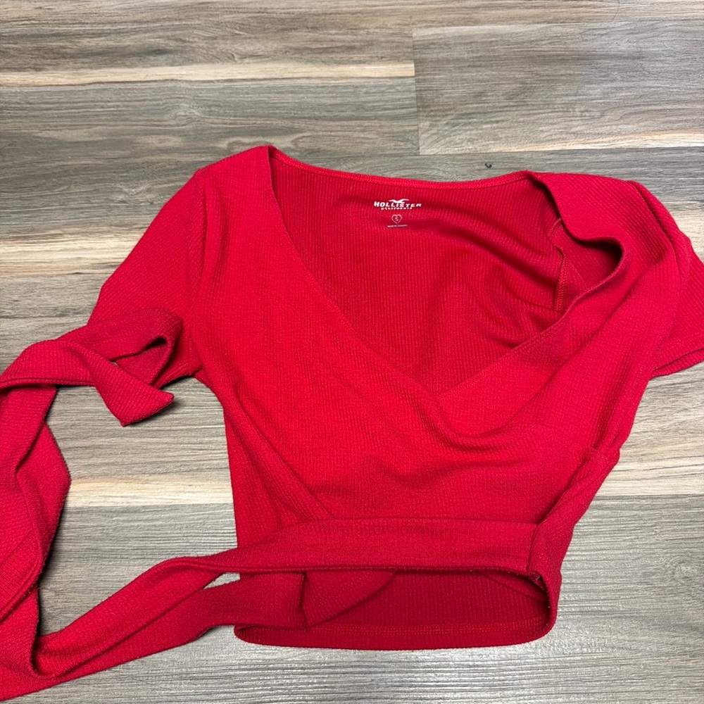 Hollister Bold Red V-Neck Crop Top